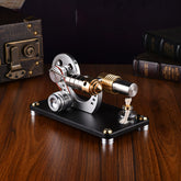 Brass alloy piston single-cylinder Stirling engine with metal cylinder
