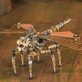 steampunk-mechanical-dragonfly-metal-model-kit-side-view-on-wood