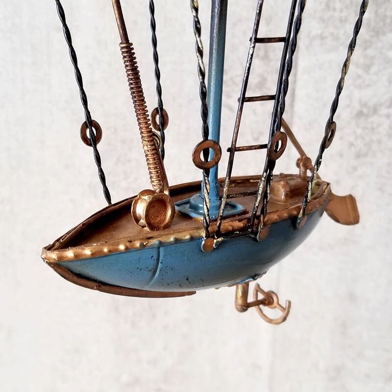 Airship handcrafted metal model with blue hanging case