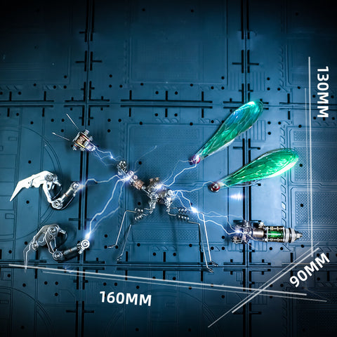 Dimensions diagram of the 3D metal mantis model