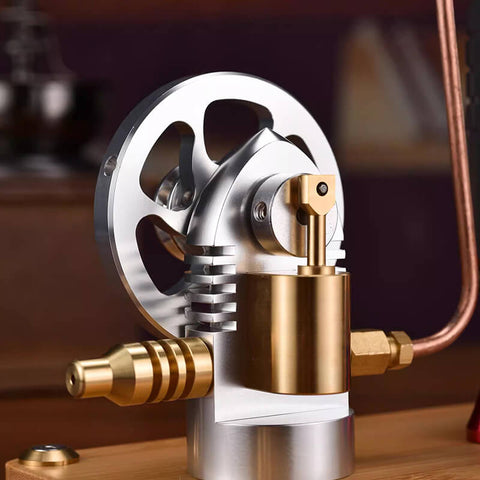 Close-up of piston on steam engine model