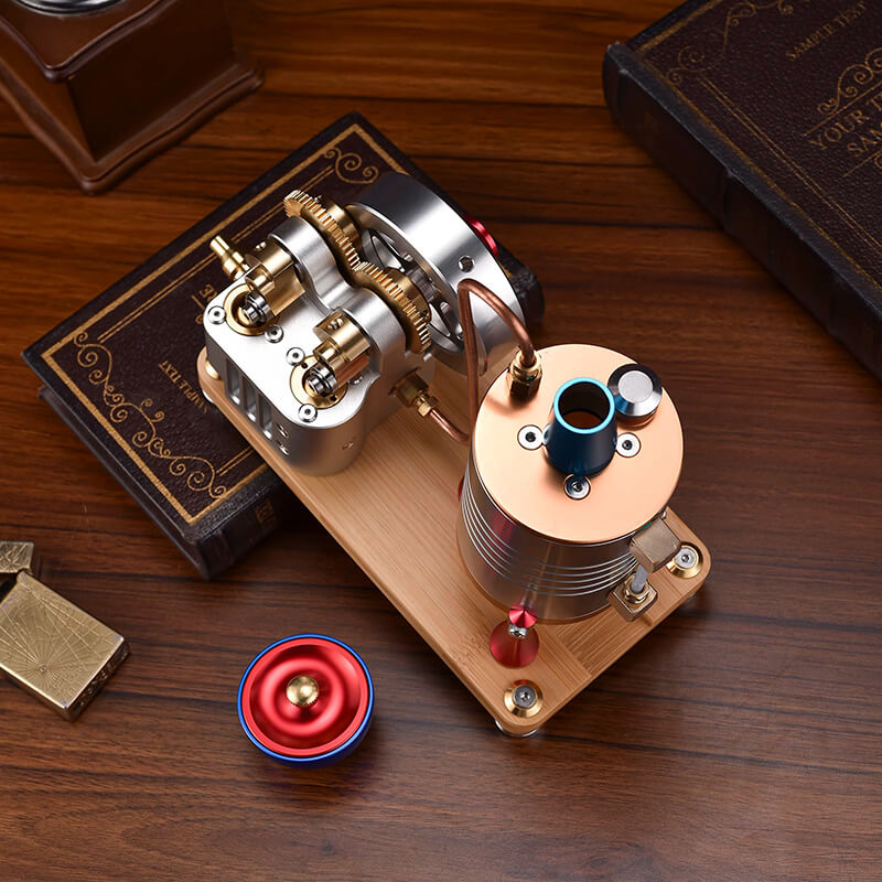 Steam engine model with heating boiler Top view