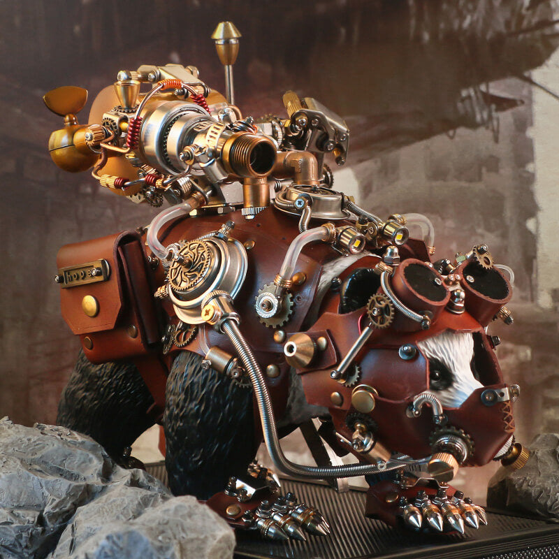 Steampunk Panda Warrior Metal Puzzle Right Side View