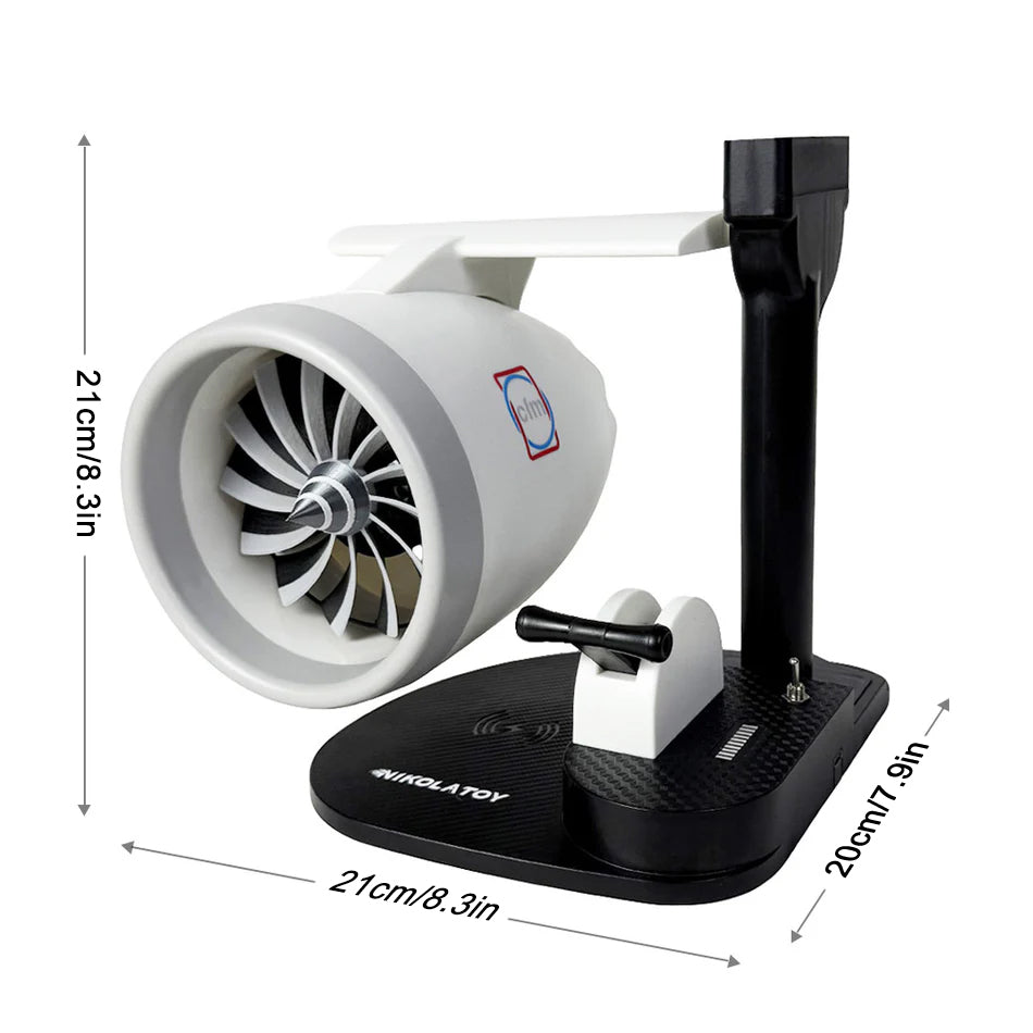 Turbofan engine style fan dimensions in cm and inches