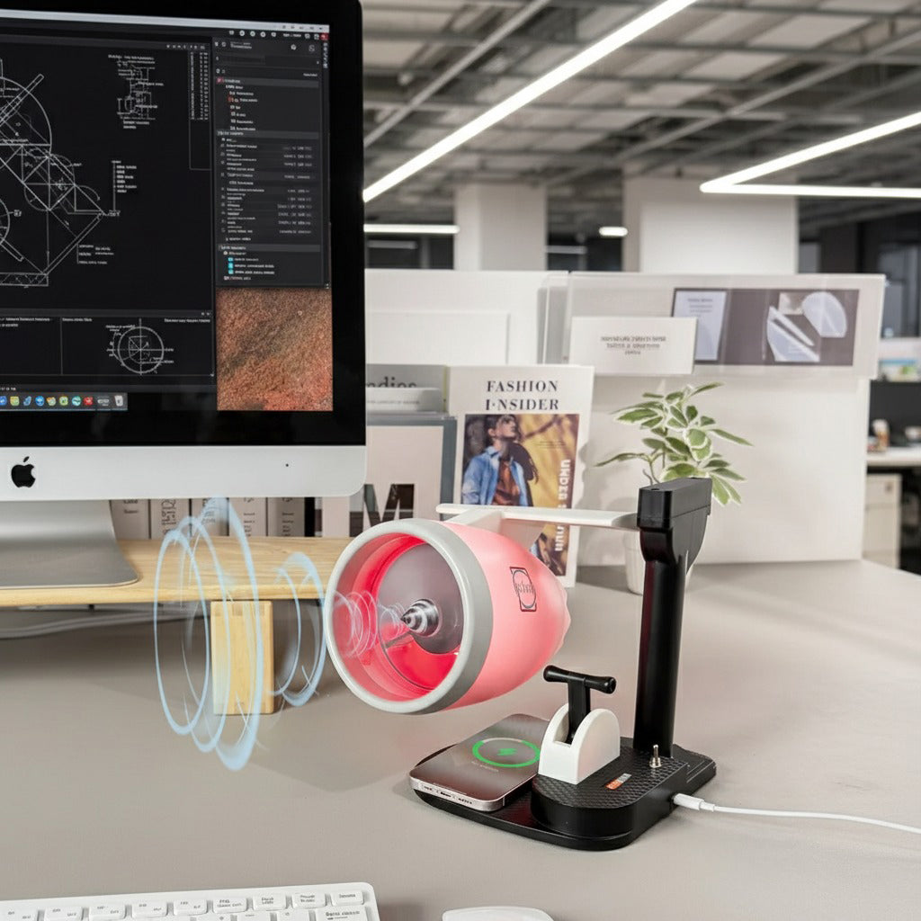 Turbofan engine style fan on desk