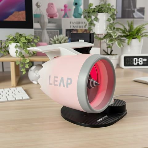 Turbofan engine style fan on desk