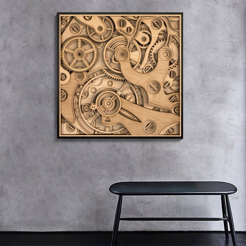 Exquisite Wooden Mechanical Gear Puzzle Model | Vintage 3D Puzzle Decoration