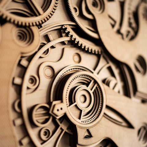 Exquisite Wooden Mechanical Gear Puzzle Model | Vintage 3D Puzzle Decoration