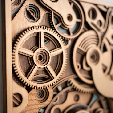 Exquisite Wooden Mechanical Gear Puzzle Model | Vintage 3D Puzzle Decoration