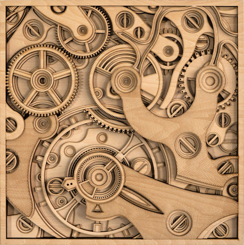 Exquisite Wooden Mechanical Gear Puzzle Model | Vintage 3D Puzzle Decoration