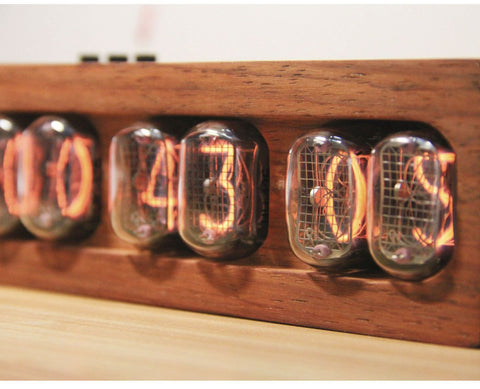 Retro Nixie Tube Clock – Vintage Glow Digital Desk Clock with Wooden Case for Home Office Decor