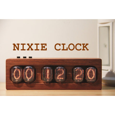 Retro Nixie Tube Clock – Vintage Glow Digital Desk Clock with Wooden Case for Home Office Decor