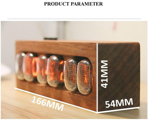 Retro Nixie Tube Clock – Vintage Glow Digital Desk Clock with Wooden Case for Home Office Decor