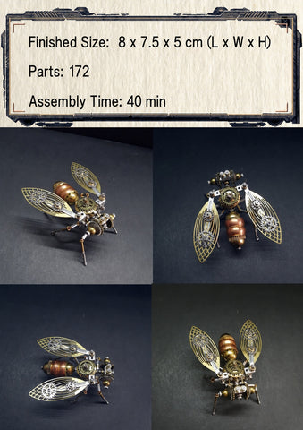 Steampunk Mechanical Cicada 3D Metal Puzzle Kit – 172 Pieces