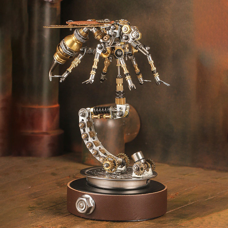 steampunk-mechanical-hornet-metal-model-kit-display-stand-view